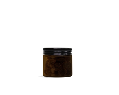 PET Amber Potje Zwart Deksel 50 ml (24 stuks)